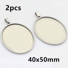 2pcs Stainless Steel Oval Cabochon Pendant Trays, Inner Diameter 13x18mm, 18x25mm, And 30x40mm, Suitable For DIY Jewelry Making - Oval - View 23