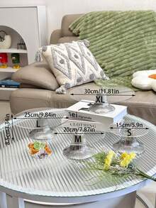 1个银色高透明托盘，多功能水果盘，适用于餐桌装饰、家居厨房餐盘 - 銀色高腳透明板 - 查看 2