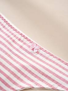 6pcs Women's Casual Daily Commute Low-Waist Cotton Panties, Cute Bowknot Cotton Thong - Multicolor - View 8