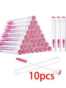 50Pcs Eyelash Brush Tube Disposable Mascara Wands Tube Reusable Lash Spoolies Brush Dust-Proof Cleaner Storage Tubes,Giveaways - Hot Pink - View 14
