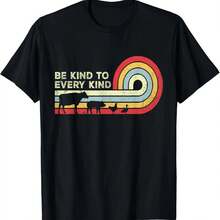 Be Kind To Every Kind T Shirt, Vegan Vegetarian Retro T-Shirt - Negro - Ver 1
