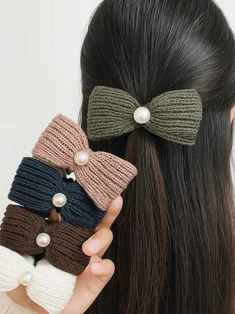 1pc New Autumn/Winter Plush Bowknot Hair Scrunchie, Cute Hair Tie, Hair Accessory ,Ponytail Holders ,Hair Elastics ,Hair Rubber Bands ,Hair Rope