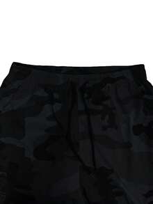 加大码男士迷彩工装裤，带侧袋，采用轻便透气面料，适合户外活动，黑色春季款 - 黑色 - 查看 4