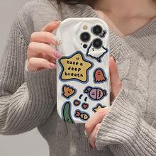 Funda de Teléfono Impresa, Adecuada para 15 Pro plus//x/14, Olas Crema, patrones creativos, 13tpupro moda, celebridad de internet 11, pareja 12,/16, Funda para Smartphone, Funda de Uso Diario, Cubierta de Teléfono Elegante, Diseño de Moda, Funda Duradera - Blanco - Ver 8