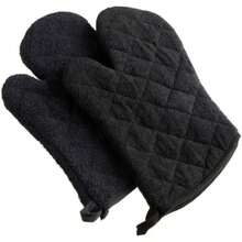 DII Everyday Kitchen Basic Juego de 3 aislantes de calor para sartén, de toalla, 100% algodón, apto para lavar en lavadora, para uso diario en la cocina, negro(Guantes de cocina Negro) - Multicolor - Ver 1