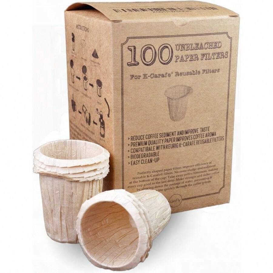 CanFly Premium Paper Filters For K-Carafe Reusable Coffee Filter Unbleached 100 - như hình ảnh - Xem 1