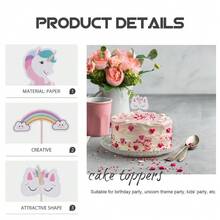 24pcs Unicorn Cake Toppers, Birthday Cake Decorations, Rainbow Cake Decorations For Kids Birthday Party - Multicolor - View 3