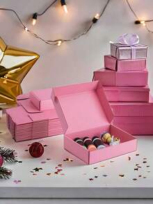 8个装粉色散装运输盒，带丝带锁扣，适用于小型企业的邮寄包装盒，中号纸板礼品盒，用于邮寄礼品 - 礼品包装 - 小型礼品包装 - 粉色 - 查看 3