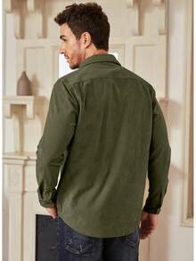 Men's Corduroy Casual Western Long Sleeve Button Down Shacket Jackets With 2 Flap Pockets, Fashionable - A6 Biking Red - View 8