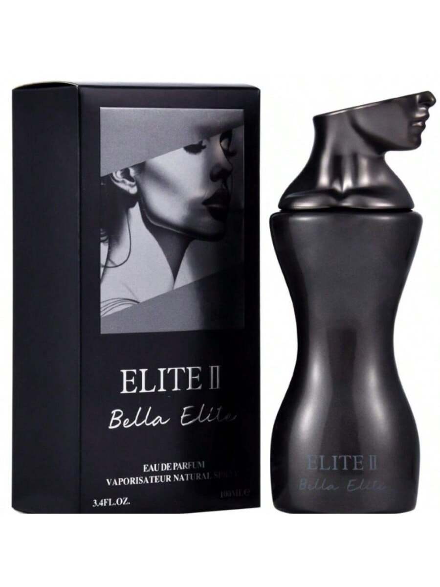Lovali Elite III Bella Elite Extracto de Perfume Femenino 100ml (3.4 oz) - Diseño Negro Impactante, Tapa Única Contorno