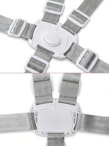 1件婴儿可调节长度五点式/三点式安全带，带白色扣环，兼容婴儿推车、餐椅、增高座椅、汽车安全座椅，适用于Prima、Pappa、Zero3、Peg、Perego、Siesta、Tatamia、Stokke、Tripp、Trapp系列 - 灰色 - 查看 8