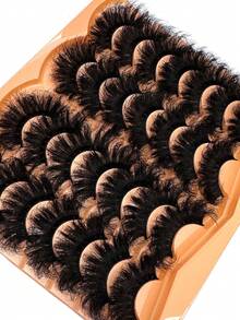 14 Pairs Extra Thick & Fluffy Cat Eye False Eyelashes, Natural Soft Faux Mink Lashes 3D Messy Mink Lashes, Dramatic Lengthening & Curling Full Strip Lashes For Beauty Makeup, Reusable For Daily & Party Use - Fluffy Lashes - View 7