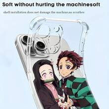 Funda para teléfono con diseño de personajes de anime sosteniendo pájaros, compatible con teléfonos ,  17,  16 Pro Max,  15 Pro Max,  13 y  12. Fabricada en TPU, ofrece protección contra golpes y caídas. Perfecta para fans, coleccionistas, regalos de cumpleaños, ocasiones especiales y celebraciones navideñas. - transparente - Ver 5