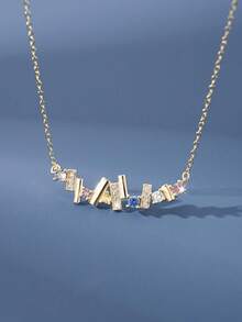 1pc S925 Sterling Silver Geometric Pearl & Zirconia Decor Necklace For Women, Elegant Design - one-size - View 8