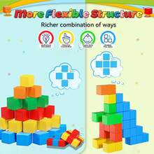 48/68/98 Stücke Magnetische Bauklötze Spielzeug, bunte Magnetfliesen, geeignet für Kinder von 3-6 Jahren, Bildungsspielzeug mit Magneten, kreative Geschenke für Jungen und Mädchen, Zufallsfarbe - Verschiedenfarbig - Übersicht 9
