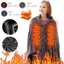 Soft Comfortable Electric Heating Blanket - USB Plug, 3-Speed Temp Adjustment | Shawl Style Office Leg Cover With Cold Insulation For Warmth In Winter - màu đen - Xem 2