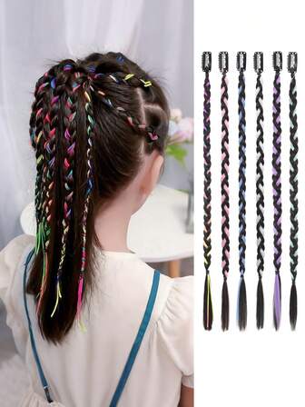 SHDanrtsey Parrucche per ragazze, trecce, accessori per capelli, luci colorate, dreadlock, trecce da boxe, performance di danza di strada, acconciature intrecciate dolci e cool, parrucche per ragazze hot del millennio, trecce invisibili, trecce intrecciate Y2k, trecce da boxe da celebrity di internet