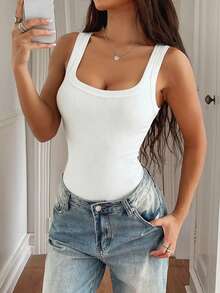 GAOVOT Bộ đồ tập yoga bó sát cổ vuông gợi cảm Y2K mùa thu dành cho nữ - trắng - Xem 5