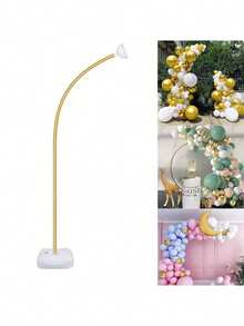 生日、婚礼和节日装饰气球支架套装，8.2 英尺可自由弯曲的柔软气球花背景支架，含水墙板，适用于生日派对装饰、婚礼、毕业典礼气球装饰、返校季、圣诞节装饰、圣诞球装饰、家居生活 - 金色 - 查看 3