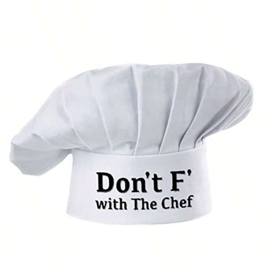WSXC Hyzrz Funny Chef Hat-Don't F With The Chef-Adjustable Kitchen Cooking Baker Grill Costume Hat Cap For Men And Women - trắng - Xem 1