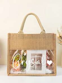 定制黄麻袋，专为女孩设计，可印制姓名首字母并添加其他定制元素。也适合作为母亲节礼物、大容量购物袋、伴娘礼物、教师节礼物、结婚礼物、儿童生日礼物和圣诞礼物。 - 彩色 - 查看 10