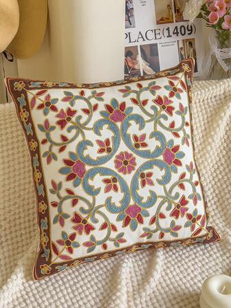 غطاء وسادة مطرز ثلاثي الأبعاد ناعم وجذاب (بدون حشو)، غطاء وسادة زخرفي بطراز بوهيمي عتيق، مناسب لجميع المناسبات لديكور المنزل والصالة والغرفة والخارج في جميع المواسم