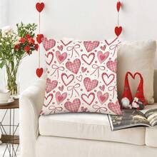 2 件装情人节抱枕套，粉色蝴蝶结心形情人节装饰抱枕套，春季假日户外沙发和床靠垫套（16 英寸 x 16 英寸，18 英寸 x 18 英寸，20 英寸 x 20 英寸） - 粉色 - 查看 4