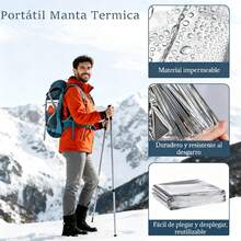 Juego 10 Mantas Termicas de Supervivencia Emergencia, Manta contra Incendios Portátil Resistente Al Desgarro, Sabana Cobija Termica Lmpermeable para Senderismo, Aire  Acampar (Plata) - 1 - Ver 6