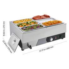 Commercial Food Warmer, 1500W Electric Stainless Steel Steam Food Warming With Lid, Fast Heating Countertop Buffet Bain Marie With Six 1/3 Size Food Pans, For Catering, Restaurant And Party - 6* 1/3-inch basins, 15cm high - 查看 10