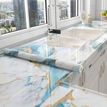 1 Roll Marble Pattern Wallpaper, Glossy Marble Effect Peel And Stick Removable Wallpaper, Suitable For Kitchen, Cabinets, Bedroom, Tabletop, Wall Decor, Waterproof Tile Sticker