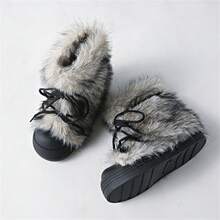 Women's Fall-Winter Fashionable Warm Snow Ankle Boots, Cold-Resistant Frost-Proof, Plush-Lined Chunky Sole, Boosts Cozy Stylish Vibe - màu đen - Xem 4