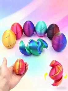 1 3D Printed Spiral Easter Egg Toy, Creative Stress-Relieving Toy, Fingertip Toy Interactive Mini-Game Shuttle Toy Easter Egg, Office And Entertainment Small Toy To Carry Around, Suitable For Teenagers As A Gift, Decoration For Halloween, Christmas And Thanksgiving, Ideal Christmas Gift For The Back-To-School Season (Random Gradient Colors) - Multicolor - View 3