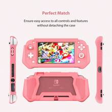 AWYYSwitch Lite Case Protective Case For Nintendo Switch Lite Compatible With Nintendo Lite Screen Protector Cover Hand Grip Cover With Detachable TPU+Built-In PC Screen + 2 Thumb Grip Caps Pink - Pink - View 2