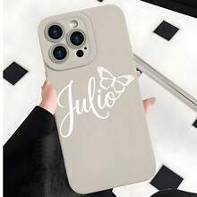2026 nueva funda de teléfono esmerilada, funda de teléfono con diseño de mariposa y texto Julio para  17 15 Pro Max  17 14 Pro  17 13  Galaxy S23 S22 S21 funda protectora para teléfono regalo de pareja para novio novia regalo de San Valentín cumpleaños - Azul Klein - Ver 4