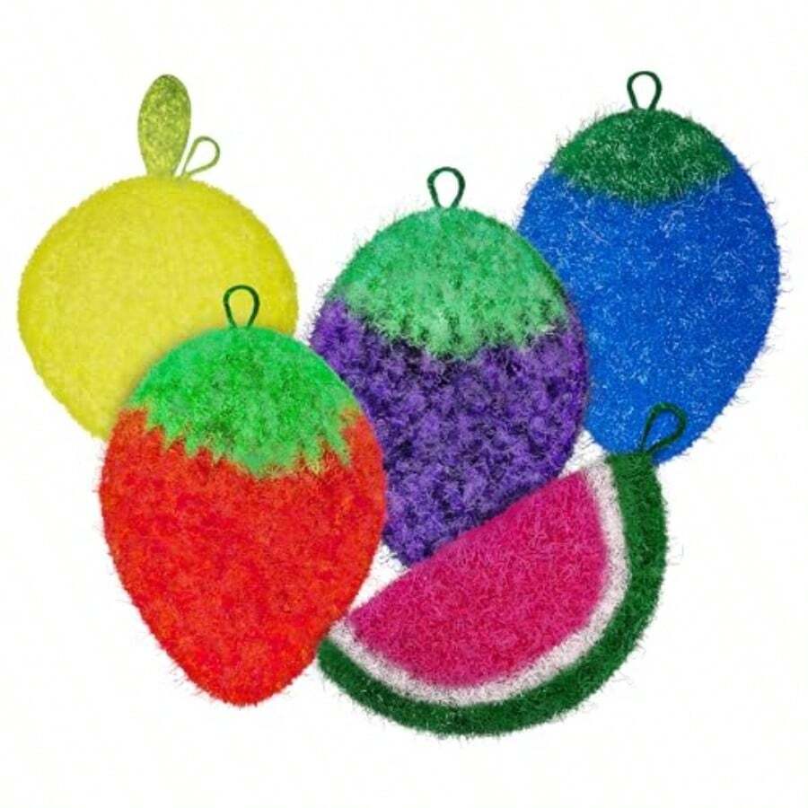 TTJM Durable DishScrubber 5 Pc Long Lasting N-Scratch Odorless And Reusable KitchenScrubber - All PurposeScrubber For Dishwashing Cleaning Bathroom And Floors (Variety Pack) - DishScrubbie5pk - Xem 1