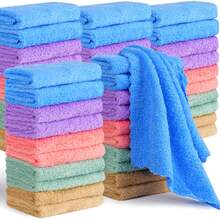 20Pcs Soft & Absorbent Solid Color Washcloths - Gentle On Skin Quick-Drying Compact Square Towels For Home Bathroom Bathroom Essentials 9.8*9.8in - Multicolour - View 2