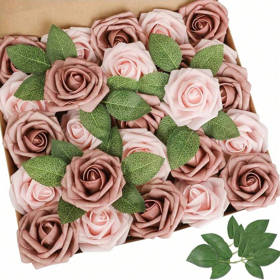 Hoa hồng nhân tạo, 7/12/17/22/27 bông hồng xốp sống động như thật, thích hợp cho Ngày Valentine, bó hoa tự làm, đám cưới, tiệc tùng, tiệc mừng em bé, trang trí nhà cửa, quà tặng Ngày Valentine, quà sinh nhật, quà tốt nghiệp. - Hồng - Xem 1