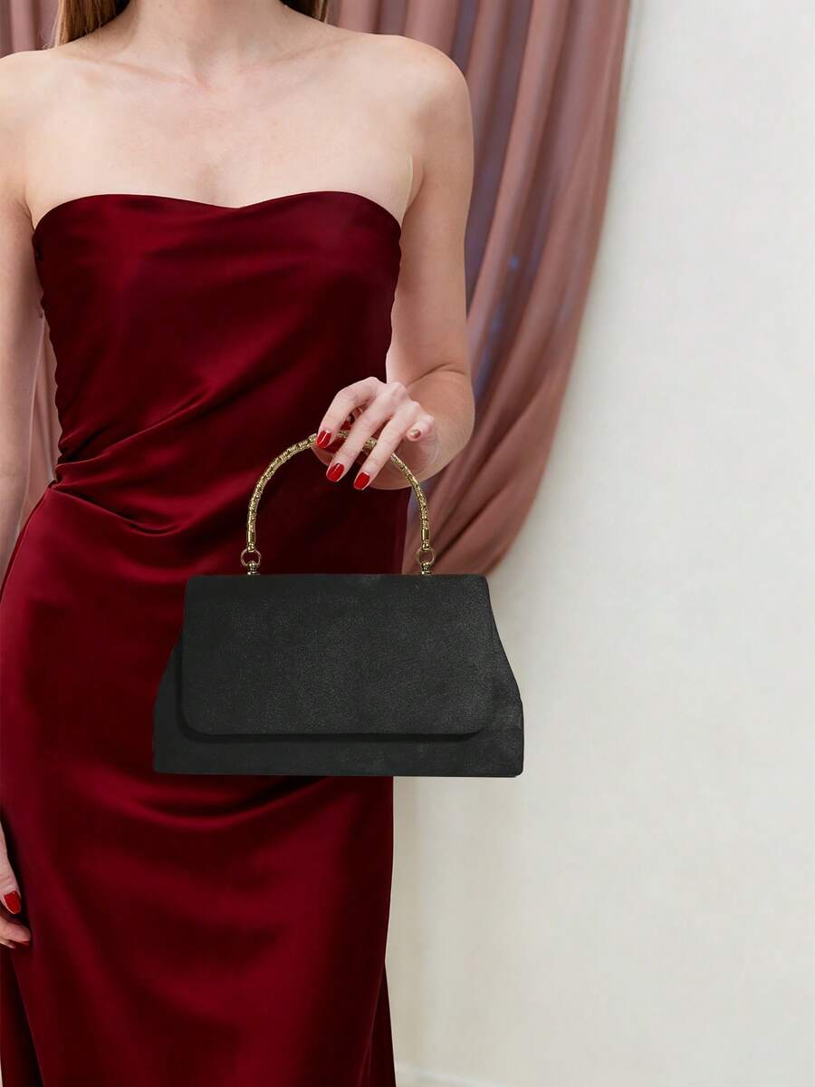 1PC Women's Evening Bag Party Clutches Elegance Velvet Top Handle Handbag Classic Wedding Cocktail Prom Purse