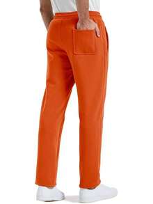 Men's Winter Pants Warm Sherpa Lined Sweatpants Heavyweight Thermal Lounge Athletic Track Joggers - 橘子 - 查看 3