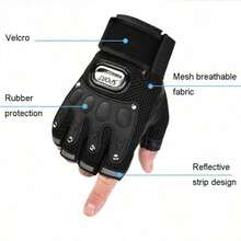 1Pair Fingerless Gloves Half Finger Men Gloves Anti-Slip Outdoor Sports Bicycle Gloves Riding Gloves - Black - View 3