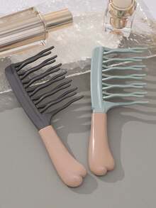 1/2pcs Set Of Dual Wide-Tooth Hair Combs, Ideal For Long Curls & Voluminous Styles - Stylish Black & Light Blue Combs With ABS Handles, Perfect For Curly Hair Management & Home Massage, Ideal Holiday Gift For Friends, Stylish Hair Care|Elegant Hair Combs| ABS Handles - Multicolor - View 13