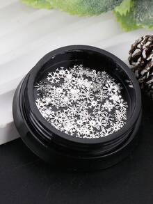 1盒冬季雪花美甲装饰品，银色金属雪花闪粉图案，圣诞节假日美甲配件，DIY优雅美甲装饰技巧，美甲沙龙用品 - 銀色 - 查看 7