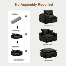 KORSER Modular Sectional Sofa With Deep Seat Cozy Double-Layer Cushioned Sofa With Convertible Ottoman, Modern Comfy Cloud Couch 3-Seat L-Shaped Sofa For Living Room, No Assembly Required - 黑色 - 查看 9