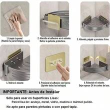 Juego de 2 Estantes de esquinero para bao - Organizador de regadera y Porta Shampoo Autoadhesivo sin Taladro. Repisas esquineras para bao, equipados con 8 Ganchos. Modelo Alto Negro. - inicial - Ver 8