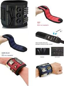 1pc Magnetic Tool Wristband, Adjustable Size, Suitable For Screws, Drill Bits, Nails And Other Tools, Used For Fixing Screws, Nails, Drill Bits - The Best Arm Tool For DIY Handicraft Enthusiasts, Ideal Birthday Gift For Dad, Husband, Grandpa, Bed, Dining Chairs, Dressing Table - Multicolor - View 4