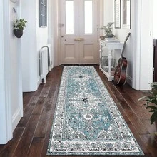 1pc Mint Green Bohemian Super Soft Microfiber Velvet Kitchen Rug, Non-Slip Cushioned Farmhouse Kitchen Mat, Bohemian Colorful Kitchen Rug, Modern Absorbent Non-Slip Kitchen Floor Mat, Runner Rug, Entryway Rug, Small Kitchen Rug, Kitchen Area Rug, Doormat, Foot Pad, Shoe Scraper Mat, Suitable For Floors, Comfort Standing Mat, Running Mat, Entryway Hallway Rug, Party Decor Carpet, Multiple Sizes Available