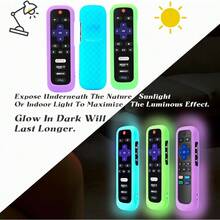 AWYY3 Pack Remote Cover For Roku TV Remote Control Battery Cover For  Hisense Roku TV Steaming Stick 4k 4K+ Roku Voice Remote Universal Silicone Sleeve Case With Glow In The Dark Blue/Green/Purple - 藍綠色紫色 - 查看 3