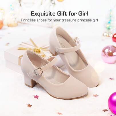 1 Pair Girls Dress Shoes Princess Shoes Sparkle Toddler High Heels Wedding Party Prom Footwear Cute Flower Mary Jane Pumps For Little Kids