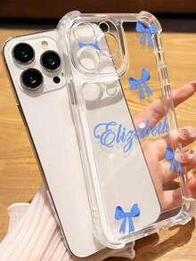 定制姓名文字手机壳，固定蝴蝶结背景手机壳，永恒经典手机壳，秋冬手机壳，TPU保护套，适用于万圣节、圣诞节、周年纪念日、情人节、生日、婚礼、母亲节、父亲节、送给闺蜜的礼物、送给父母的礼物、送给男友/女友的礼物，兼容 17、16、Pro Max