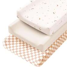 适用于女孩、男孩的弹性尿布垫套，丝滑柔软尿布台套，适合 32 英寸/34 英寸 x 16 英寸波状垫，透气婴儿育儿尿布垫床单